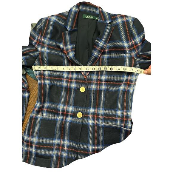 Lauren Ralph Lauren Plaid Blazer Jacket Navy/Red/White Gold Buttons Size M - Picture 10 of 12